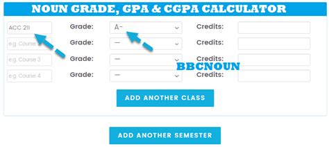 NOUN GPA Calculator .